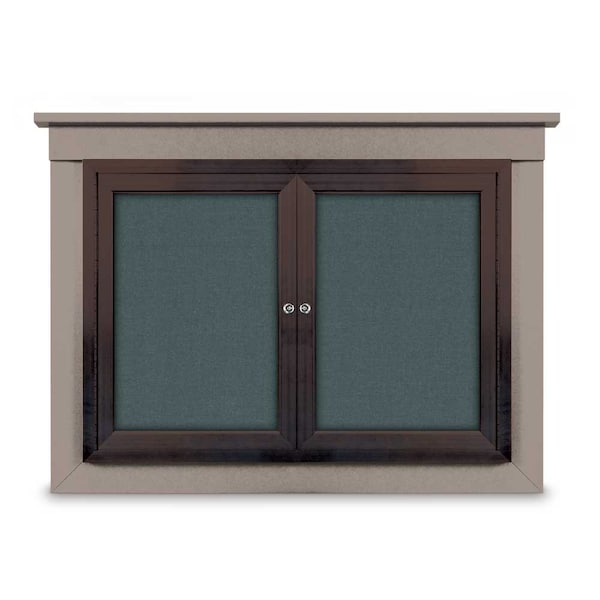 36"x36" 1-Door Enclosed Letterboard, Green Felt/Cherry